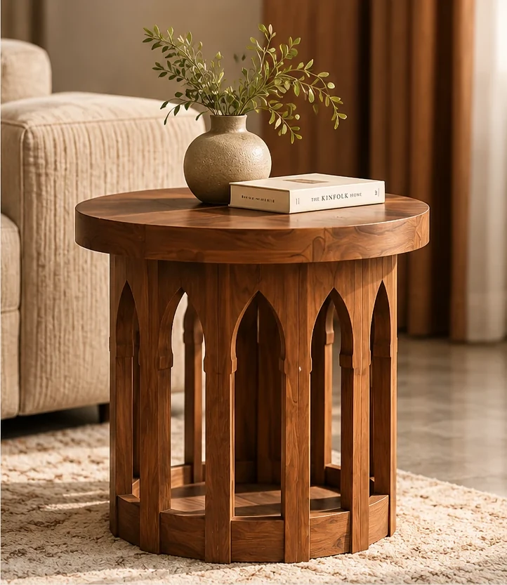 Jharokha Side Table styled in a room