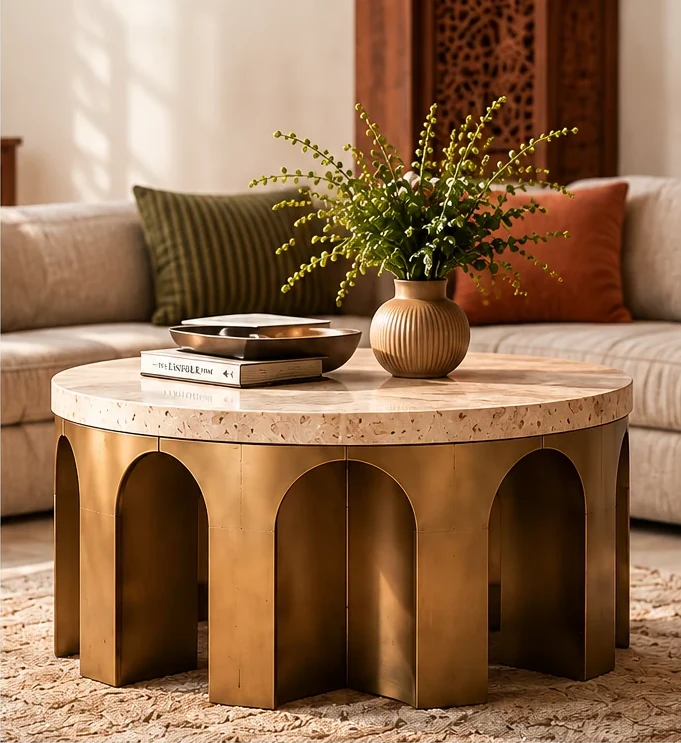 Heritage Arch Center Table styled in a room
